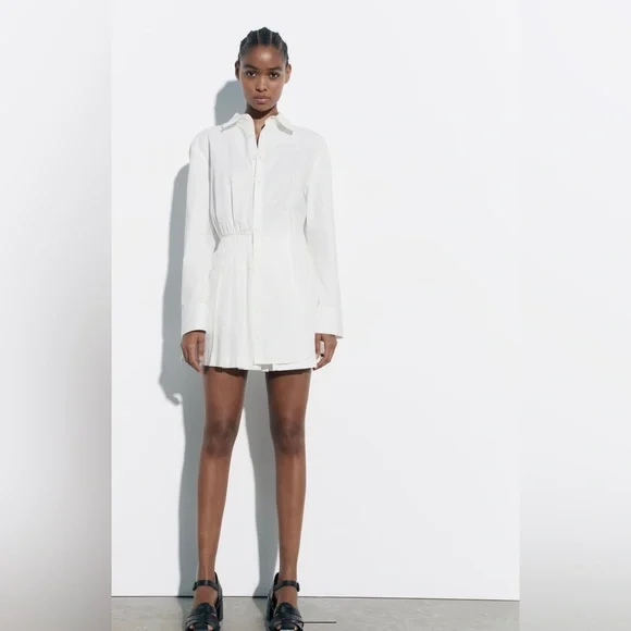 Zara Dresses Nwt Zara Pleated Shirt Dress In Size Small Poshmark